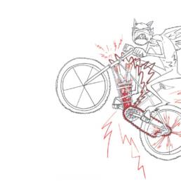 Electric mountain bikes devils tool illustration